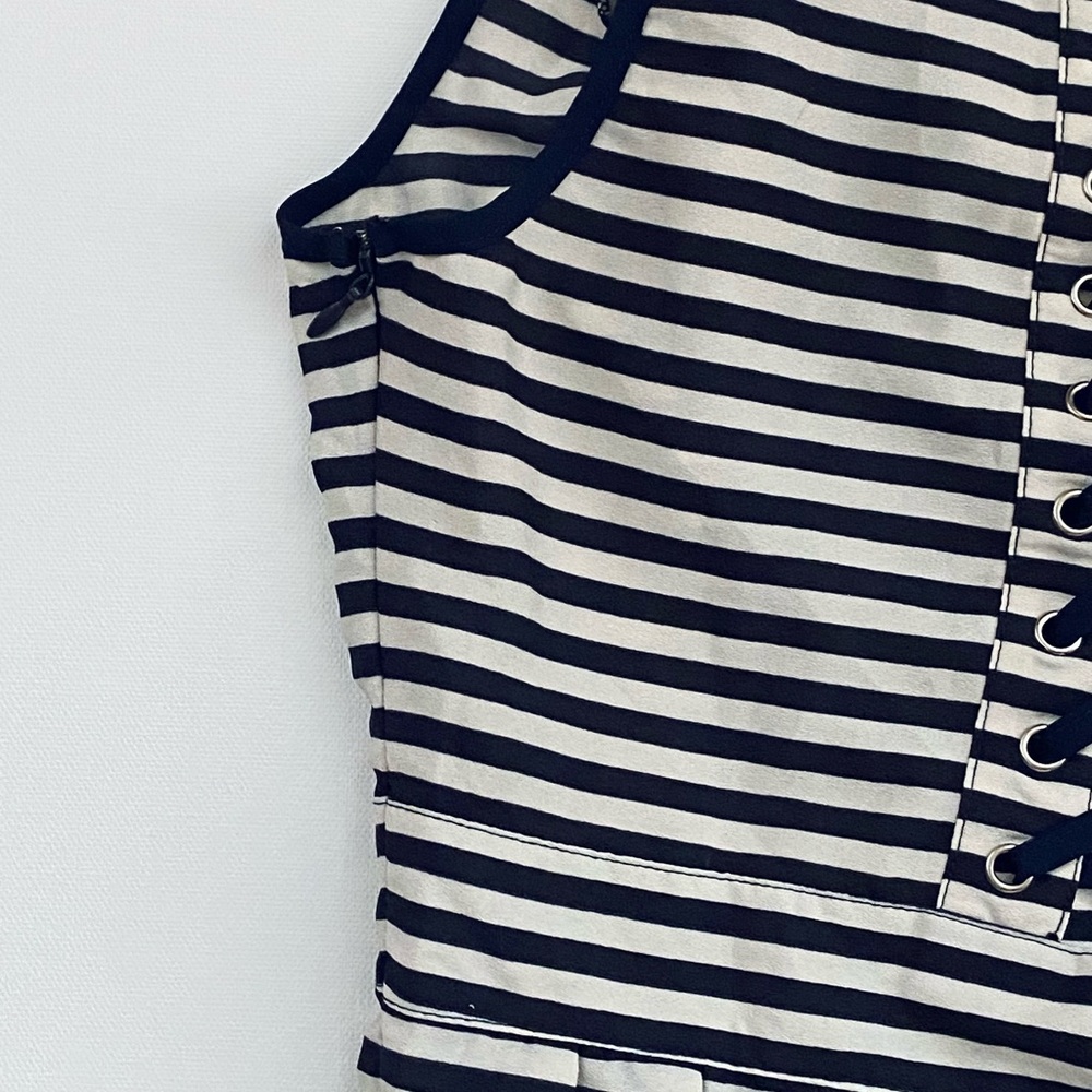 Papaya Navy Stripe Lace Up Fit and Flare Dress - Picture 5 of 5